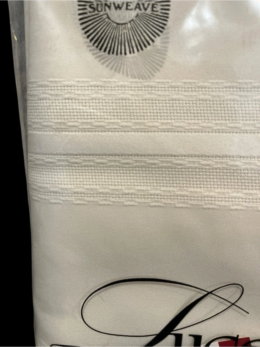 Sunweave Lucerne Ivory Oblong Tablecloth 60”x102” VISA Fabric NEW Vintage
